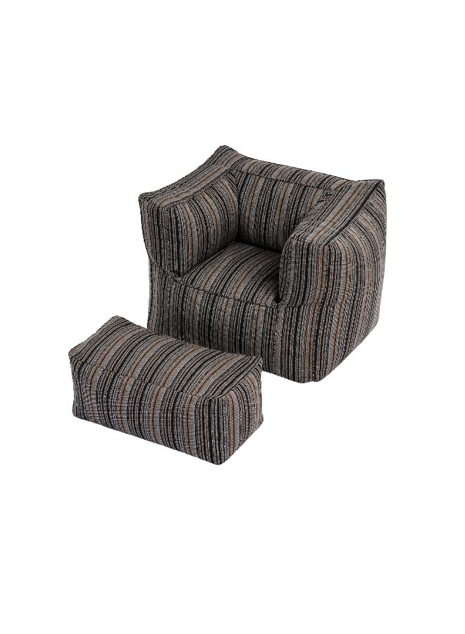 Striped Armchair and Footstool Set for Kids