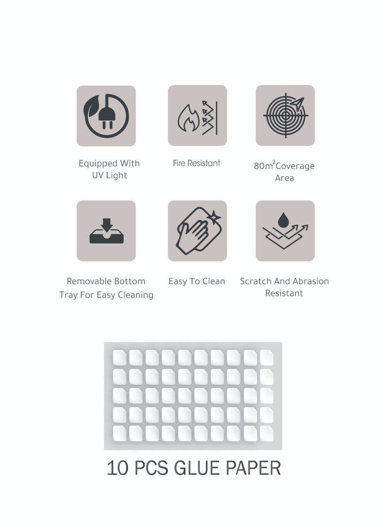 Flexy 40W Electric Insect Killer – UV Light Attractant, Fire-Resistant, Eco-Friendly Design, 80m² Coverage, Removable Tray, 10 Glue Papers, Scratch-Resistant, Easy to Clean, 2-Year Warranty. - Image 5