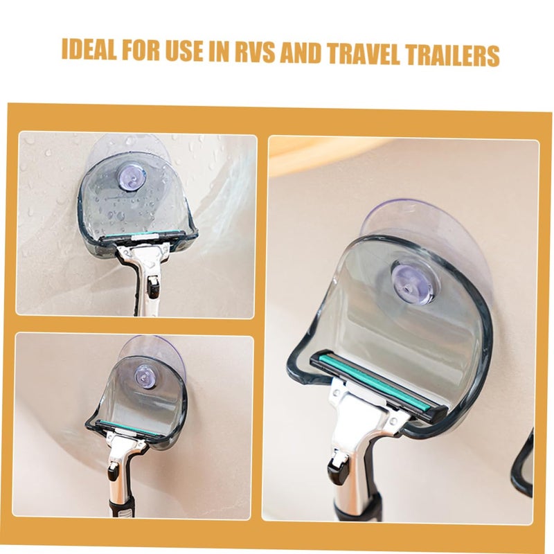 2Pcs Stainless Steel Suction Cup Razor Holder Wall Mounted Shower Storage Organizer - Image 4