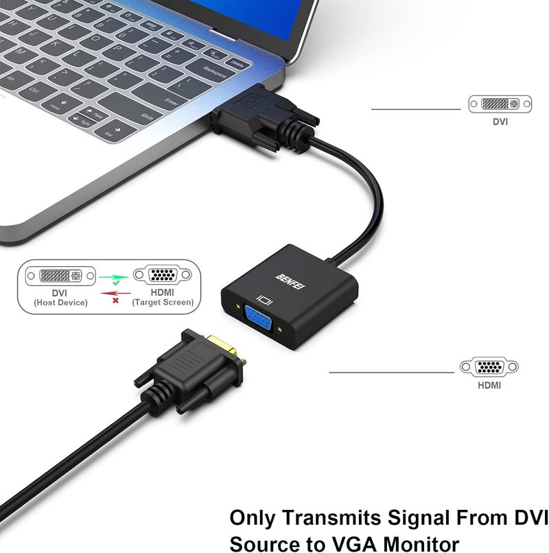 Benfei Active DVI-D to VGA Adapter, 2 Pack DVI-D 24+1 to VGA Male to Female Adapter - Image 2