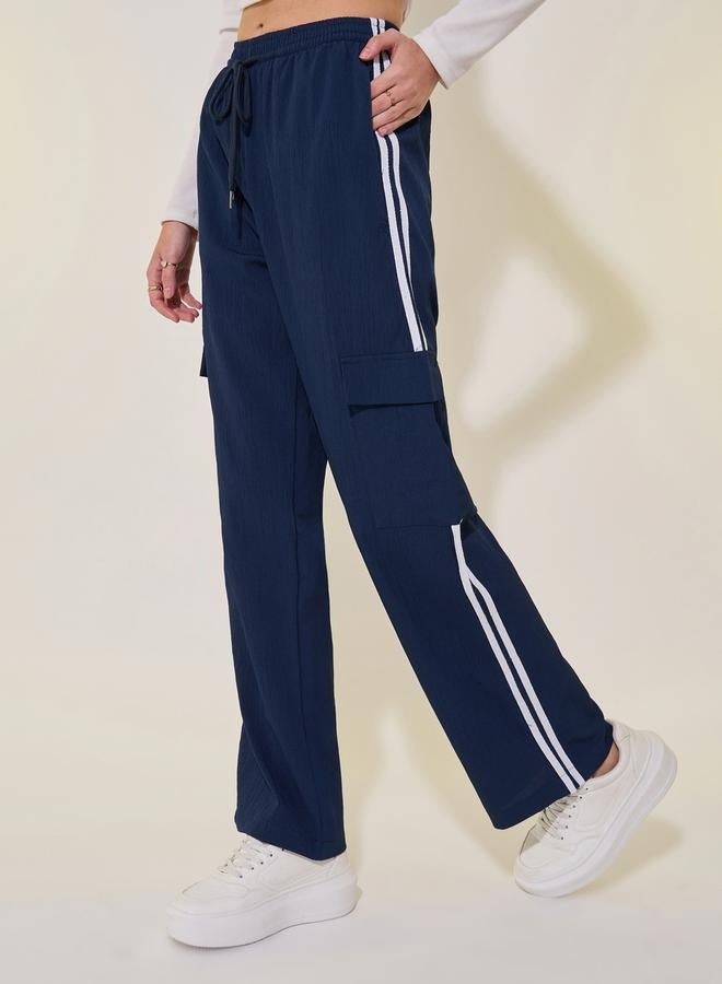Take Two Striped Mid Rise Wide Leg Pants with Drawstring - Image 3