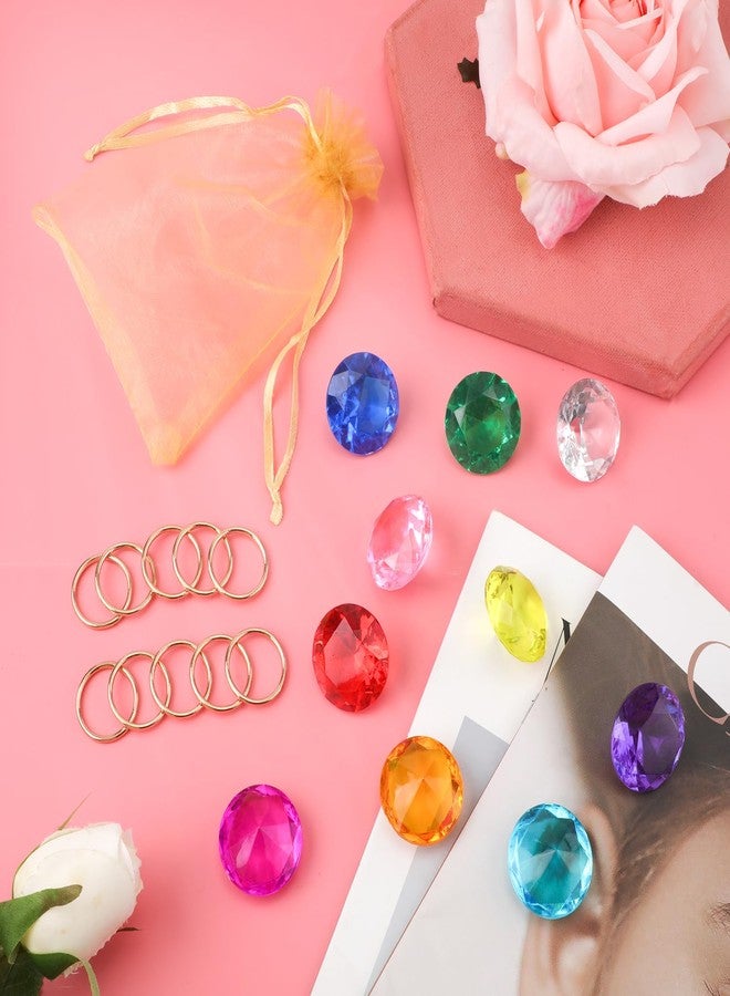 PEUTIER Chaos Emeralds and Rings Set, Include 10pcs Acrylic Crystal Diamond Gems with 10pcs Gold Power Rings Pirate Treasure Hunt Jewels for Kids Birthday Party Favor Supplies Cake Decoration - Image 3