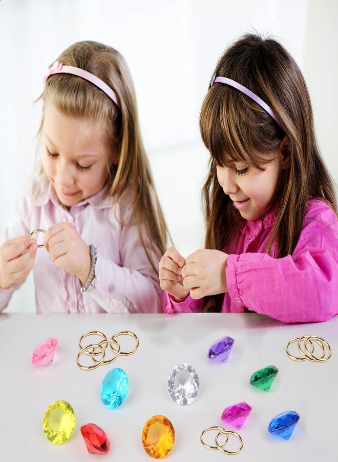 PEUTIER Chaos Emeralds and Rings Set, Include 10pcs Acrylic Crystal Diamond Gems with 10pcs Gold Power Rings Pirate Treasure Hunt Jewels for Kids Birthday Party Favor Supplies Cake Decoration - Image 5