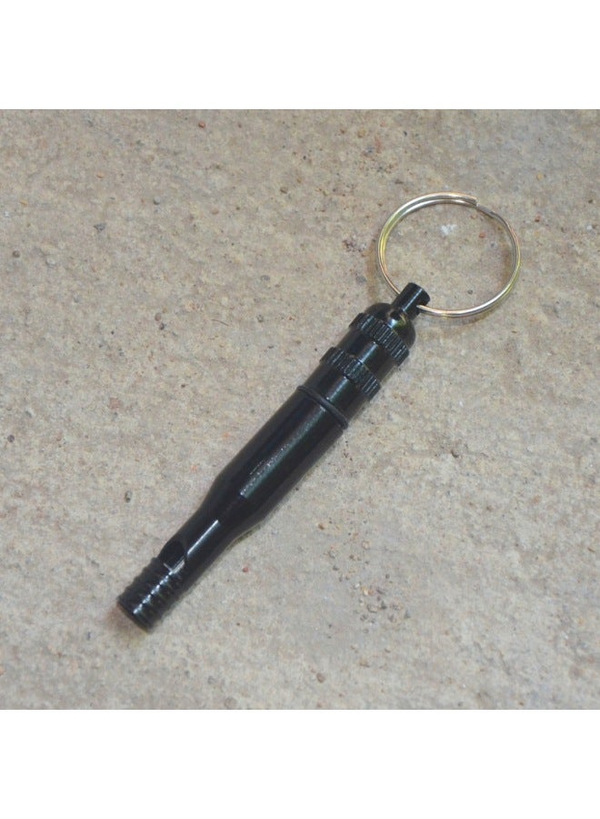 Generic Aluminum Alloy Multi-function Whistle Sealed Cabin Emergency Survival Whistle Emergency Survival Whistle Emergency Medicine Tank-Color:Black - Image 1