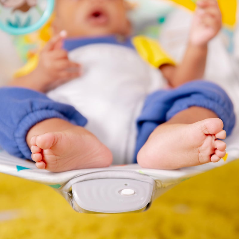 Bright Starts Baby Bouncer Soothing Vibrations Infant Seat - Removable -Toy Bar, Nonslip Feet, 0-6 Months Up to 20 lbs (Safari Fun) - Image 5