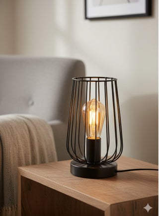 أباجورة مكتب مودرن بقاعدة معدنية سوداء بتصميم هندسي فني. قطعة ديكور فريدة وأنيقة للمسة عصرية. | 16.5*16.5*30 cm - pzsku/Z0FBB7AB29F574A3F4481Z/45/1758901483/e90a8b04-3b9e-4636-99dc-85ca0a78eb4e