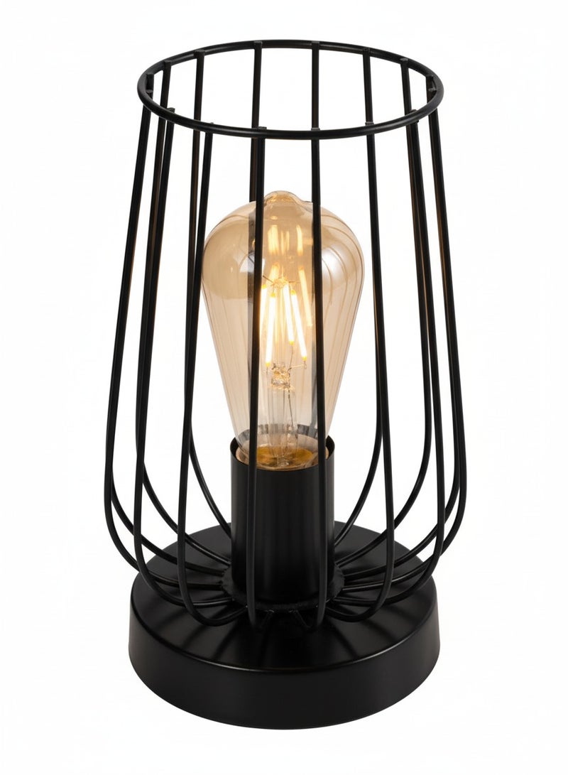 أباجورة مكتب مودرن بقاعدة معدنية سوداء بتصميم هندسي فني. قطعة ديكور فريدة وأنيقة للمسة عصرية. | 16.5*16.5*30 cm