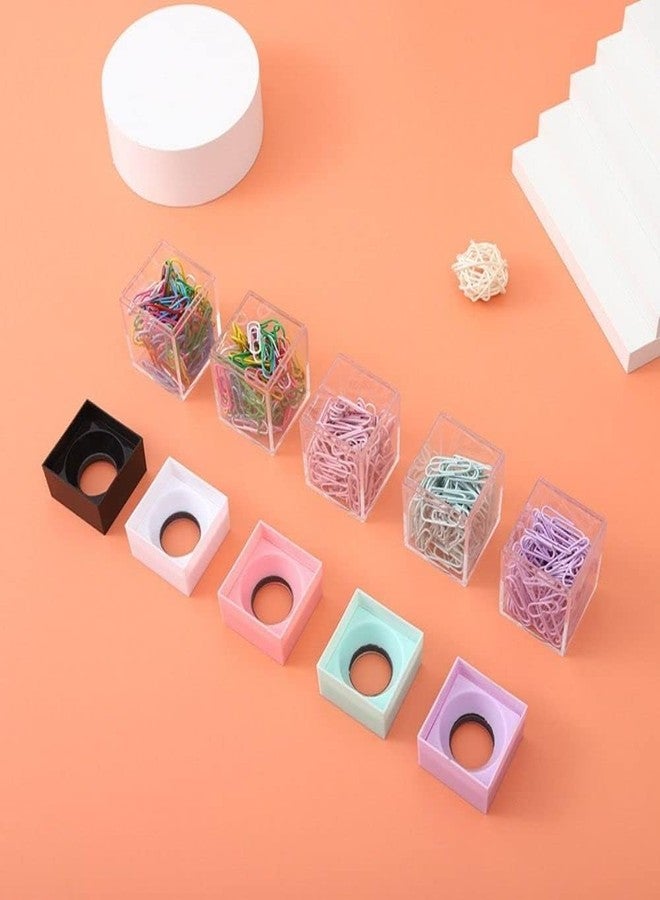 YSSZAM Pink Magnetic Paper Cilp Dispenser Holder Clear Acrylic Paper Clip Organizers with Magnetic Top Paper Clip Holders for Desk Cute Office Binder Clip, Hair Clip - Image 5