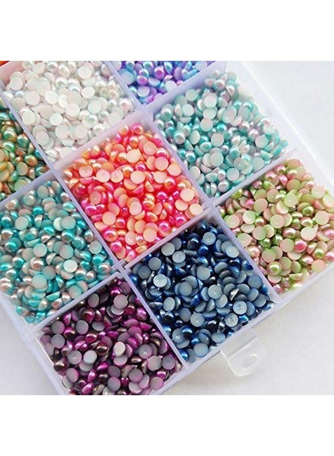 شينكو كرافت 10000 قطعة من خرز اللؤلؤ الصناعي المسطح من تشينكو كرافت، 15 لونًا متدرجًا، نصف مسطح، 4 مم، جوهرة، خرز سجل القصاصات، خرز DIY + صندوق بلاستيكي - Image 2