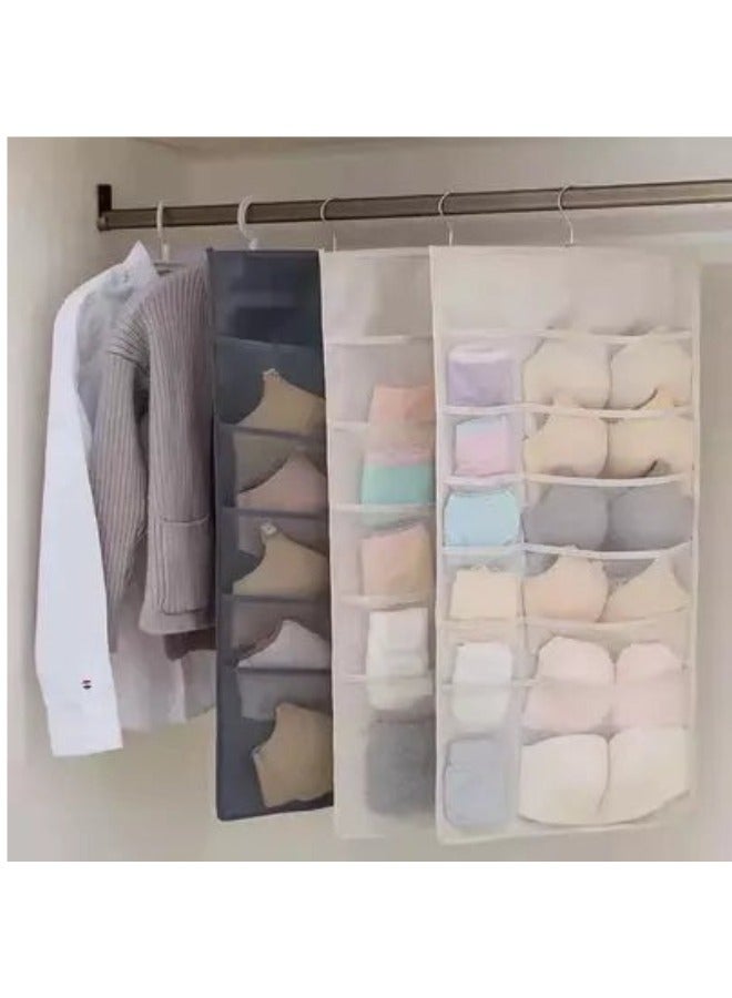 فالمر منظم معلق لحمالة الصدر والملابس الداخلية بسعة 12+18 خلية تخزين موفر للمساحة في الخزانة - بيج - Image 5