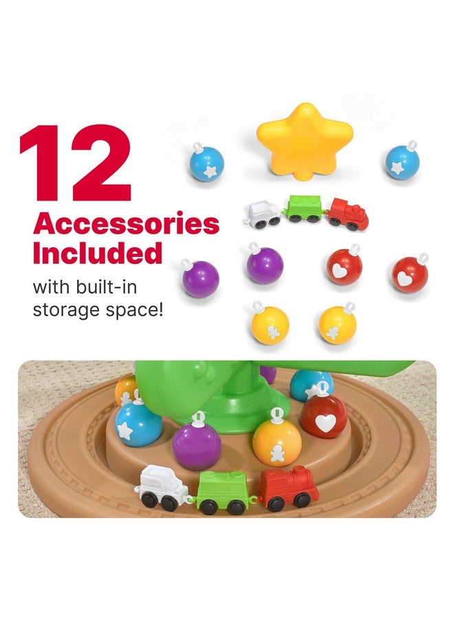 Step2 My First Christmas Tree For Kids, Interactive Christmas Tree Toy, Toddlers Ages 1.5+ Years Old, 12 Colorful Plastic Ornaments To Decorate, Mini Train Set Circles The Skirt  - Image 3