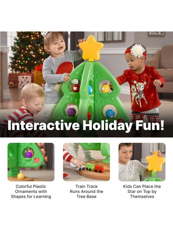 Step2 My First Christmas Tree For Kids, Interactive Christmas Tree Toy, Toddlers Ages 1.5+ Years Old, 12 Colorful Plastic Ornaments To Decorate, Mini Train Set Circles The Skirt  - Image 2