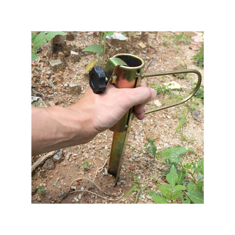 SOLARAE عمود علم مظلة مع مسمار أرضي، حامل مظلة معدني، برغي رمل، حامل صنارة للصيد للتخييم في الهواء الطلق، رمال، مرساة أرضية مع محول بقطر قابل للتعديل 25-32 مم - Image 2