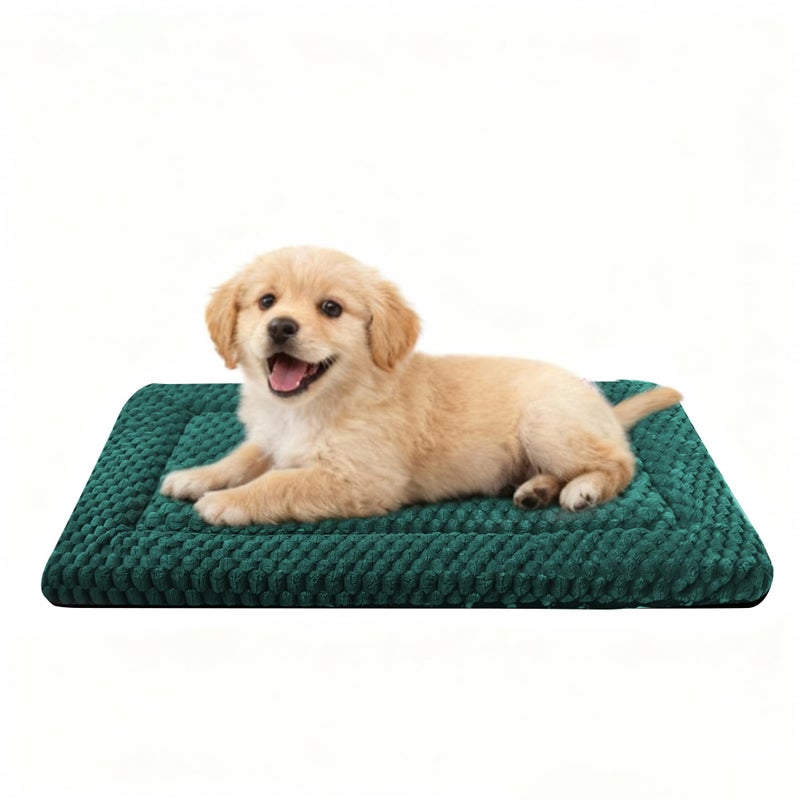 pobopobo Dog Bed Crate Mat, Soft Durable Washable Anti-Slip Kennel Pad for Dogs & Cats, Reversible (Dark Green, S(24"*18"*1.5")) - Image 1
