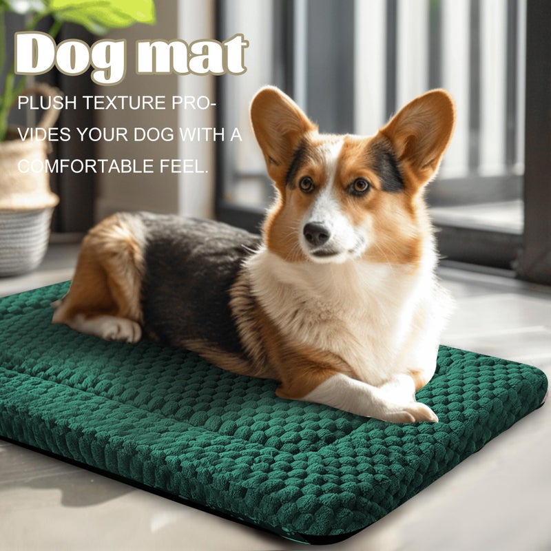 pobopobo Dog Bed Crate Mat, Soft Durable Washable Anti-Slip Kennel Pad for Dogs & Cats, Reversible (Dark Green, S(24"*18"*1.5")) - Image 2