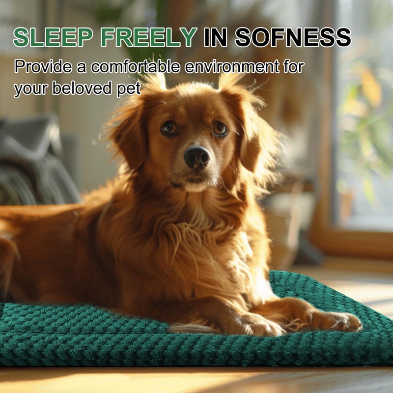 pobopobo Dog Bed Crate Mat, Soft Durable Washable Anti-Slip Kennel Pad for Dogs & Cats, Reversible (Dark Green, S(24"*18"*1.5")) - Image 3