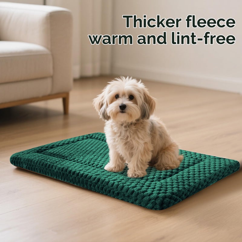 pobopobo Dog Bed Crate Mat, Soft Durable Washable Anti-Slip Kennel Pad for Dogs & Cats, Reversible (Dark Green, S(24"*18"*1.5")) - Image 5