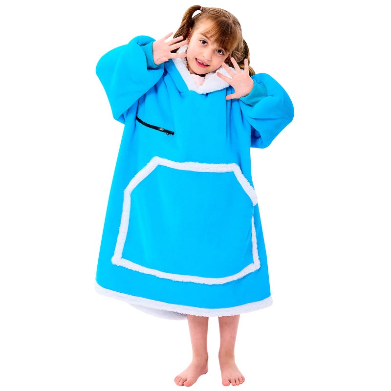 IFNOW Wearable Blanket Hoodie For Kids  Blanket Hoodie For Kids With Hood And Pockets  Girls Oversized Hoodie Blanket As Gifts For Teens Girls Boys Birthday Christmas (Teal) - Image 1