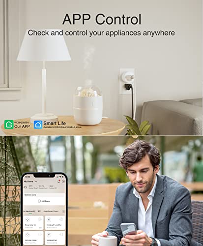 GHome Smart Mini Smart Plug Works with Alexa and Google Home, WiFi Smart Outlet Socket Remote Control Timer Function, Only 2.4GHz Network, No Hub Required, ETL FCC Listed, White - Image 3
