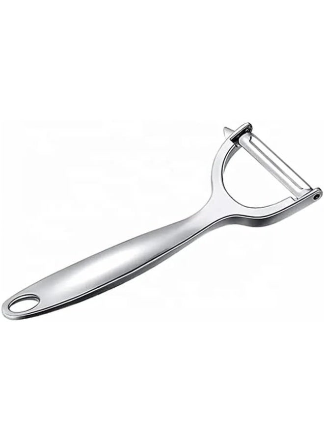 This practical potato peeler is made from high-quality stainless steel, designed to peel vegetables and fruits quickly and efficiently. The sharp blade removes skin smoothly while reducing food waste. - Image 1