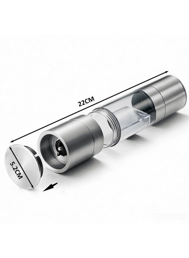 YY-Recheer Dual Chamber Seasoning Grinder, Salt and Pepper Manual Grinder with Adjustable Coarseness, Stainless Steel Seasoning Mill with Ceramic Core - Image 5