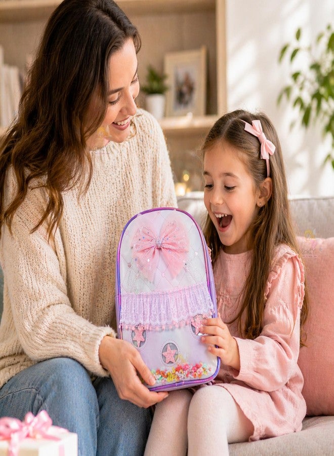 WISHKEY Stylish Ribbon Backpack for Pre-Schoolers, Waterproof Mini Backpack for Kids, Lightweight Small Size Bag for Play School Kids, Picnic Ba g, Travel Bag, (Pack of 1, Purple) - Image 3