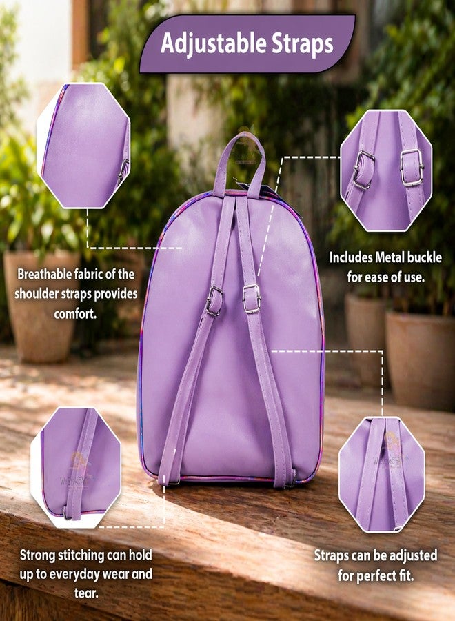 WISHKEY Stylish Ribbon Backpack for Pre-Schoolers, Waterproof Mini Backpack for Kids, Lightweight Small Size Bag for Play School Kids, Picnic Ba g, Travel Bag, (Pack of 1, Purple) - Image 5