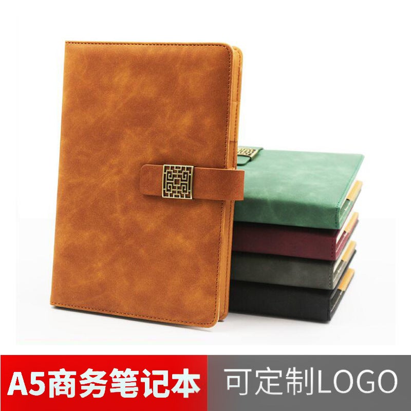 Business Notebook Stationery A5 Simple Window Grilles Hollow Record Office Work Notepad Logo Buckle Notebook - Image 3