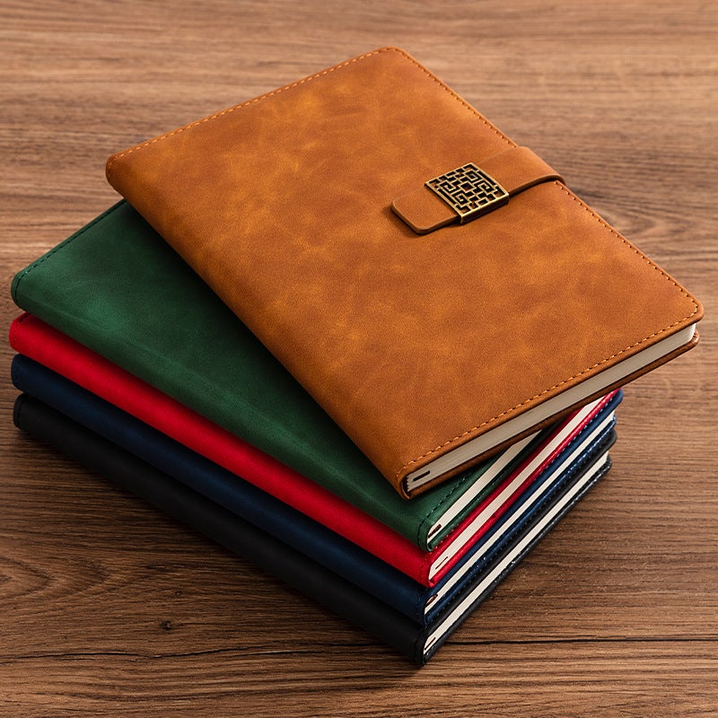 Business Notebook Stationery A5 Simple Window Grilles Hollow Record Office Work Notepad Logo Buckle Notebook - Image 2