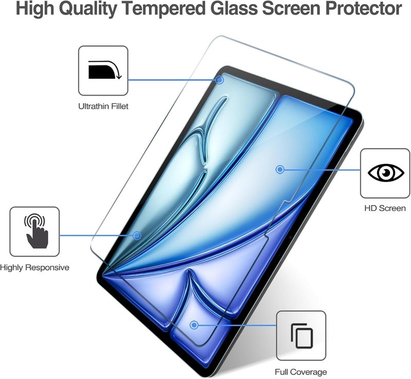 TXWLLIU Pack of 2 Screen Protectors for iPad Air 11 Inch M3/M2 (2025/2024), 9H Tempered Screen Protector, Clear - Image 5