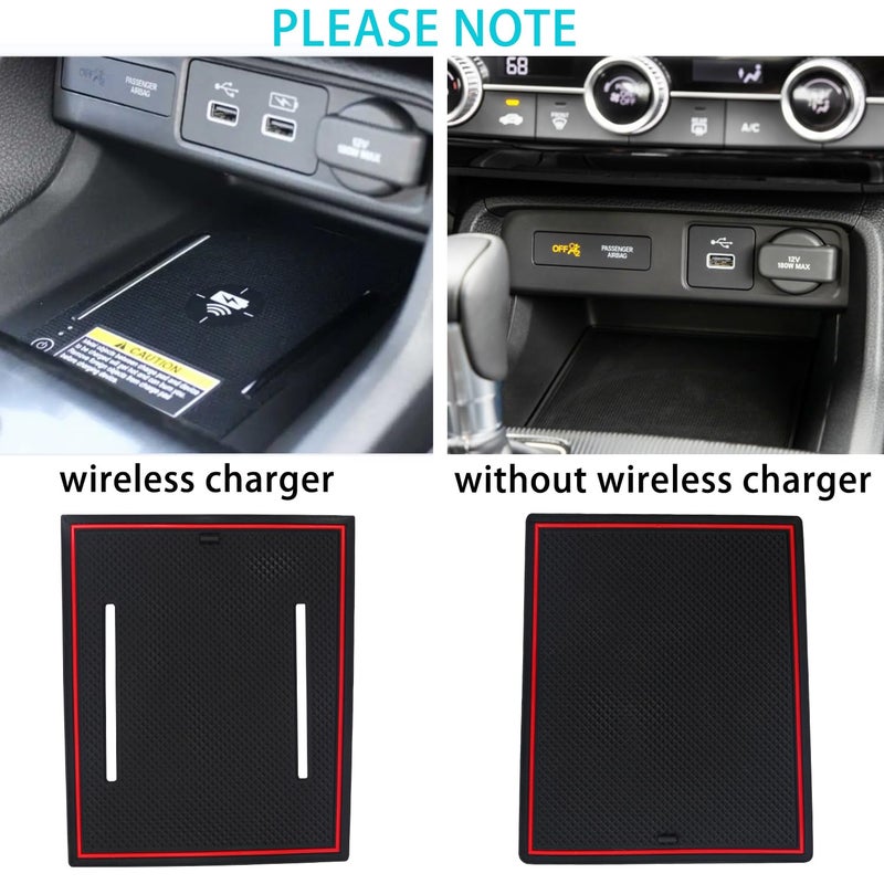 LOCOY Center Console Liner for Honda Civic 11th Gen Sedan Accessories 2022-2024 2025 2026, Cup Holder Mat, Coaster Trim, Door Slot Pad, Non-Slip Interior, Custom Rubber Decoration Insert (16pcs, Red) - Image 4
