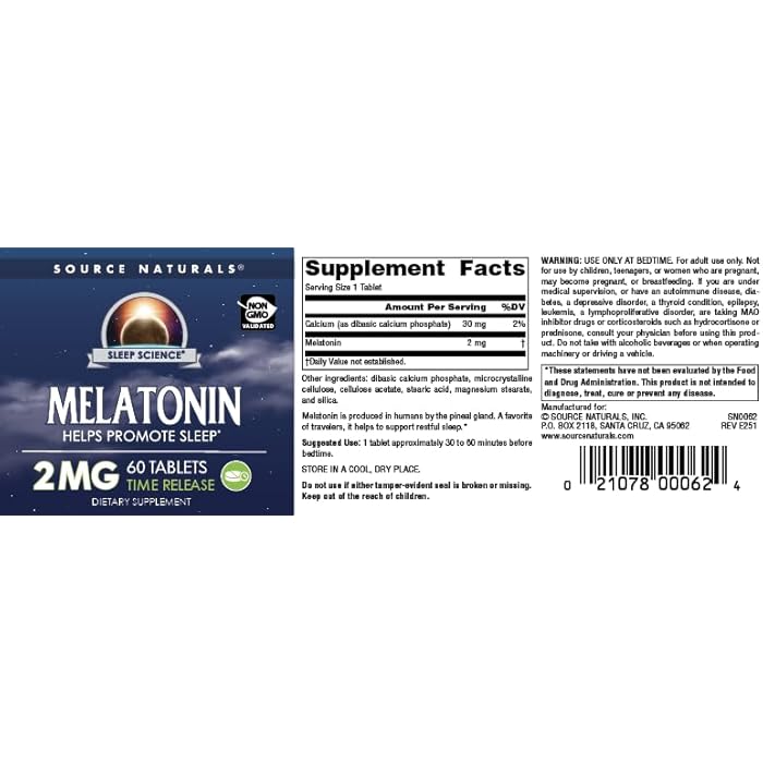Source Naturals Melatonin, Helps Promote Sleep*, 2 mg - 60 Time-Released Tablets - Image 4