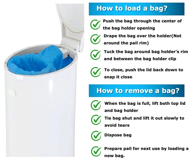 CHEFNENO Disposable Diaper Pail Refill Plastic Bag (100 count) Compatible with Ubbi Diaper Bag Pail 13 Gal Capacity Diaper Pail Bag Fits 8 Gallon Medium Kitchen Trash Bag Heavy Duty Large Garbage Bag, 100 Bags - Image 4
