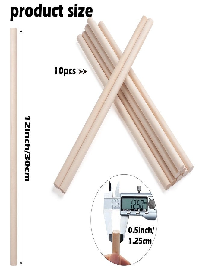 ONUPGO 10Pcs 1/2" x 12" Hardwood Craft Dowel Rods - Image 2
