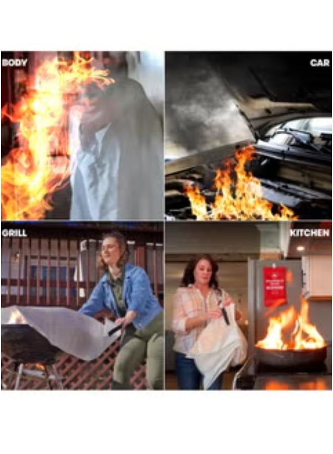 4 Pack of Fire Blankets for Fire Safety - Emergency Safety Fire Blanket - Retardant Kitemarked Fiberglass Fire Suppression Blanket - Kitchen, Home, Office, Caravan Fire Resistant Blanket - Image 5