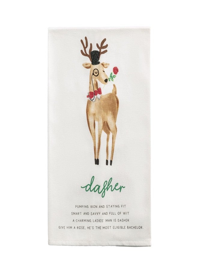 Mud Pie Christmas Dasher Reindeer Poem Towel