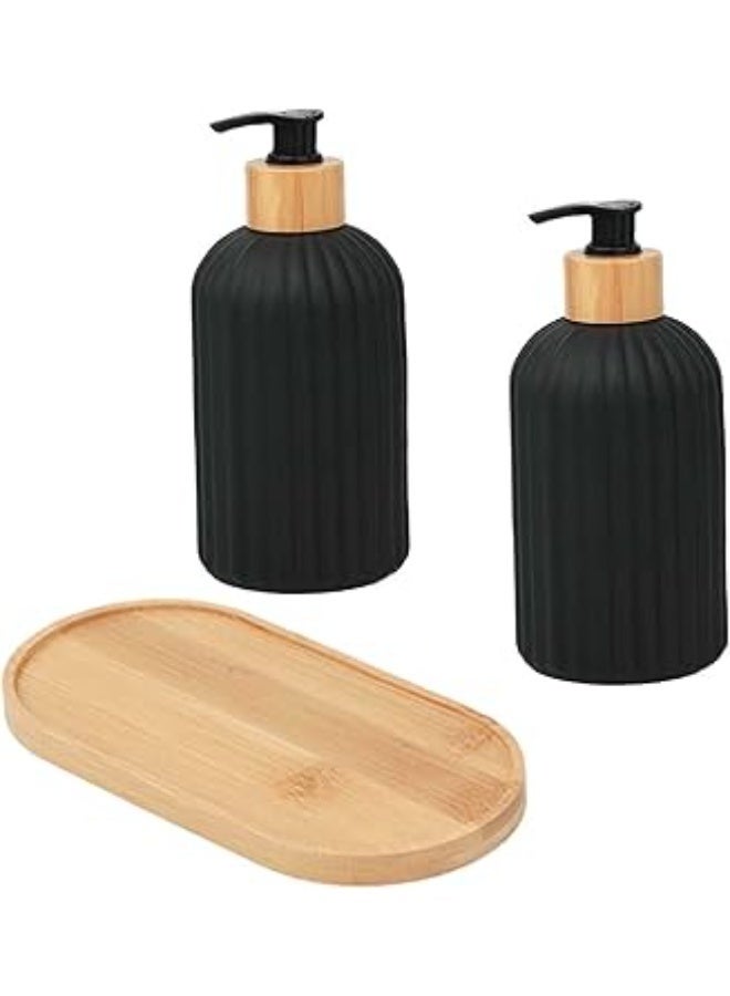 2 Pieces Hand Wash with Silicone Funnel Soap Dispenser for Bathroom and Kitchen Hand Wash - Pump Shower Gel - Pump Soap Dispenser Refill with Bamboo Wood Base for Hand Washing for Kitchen and Bathroom Sink - Image 3