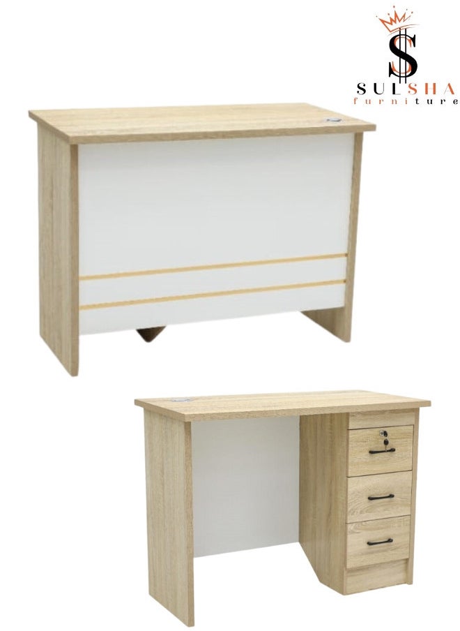 SULSHA - Modern New Design Office Table with Side Drawers, Office Desk, Computer Table 100x50x75Cm - Image 1
