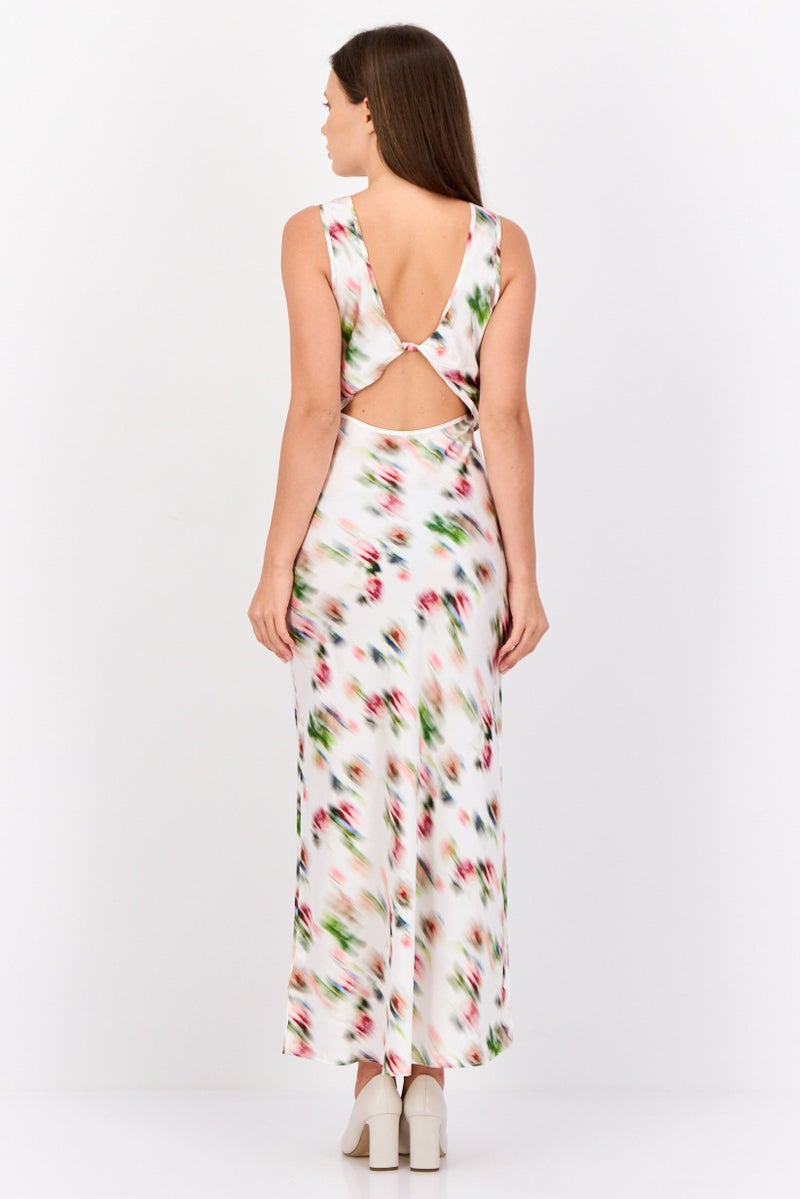 ESPRIT فستان ماكسي مطبوع بالكامل للنساء، عاجي - Image 3