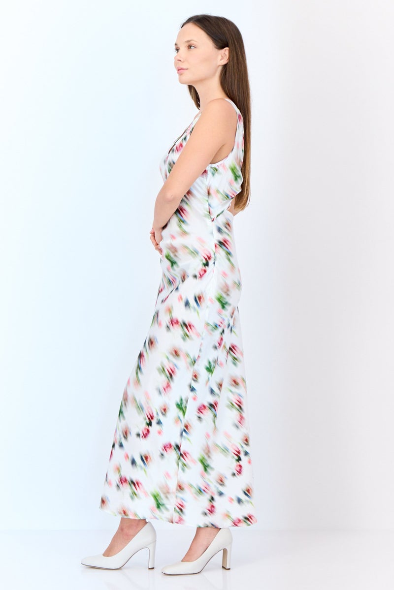 ESPRIT فستان ماكسي مطبوع بالكامل للنساء، عاجي - Image 2