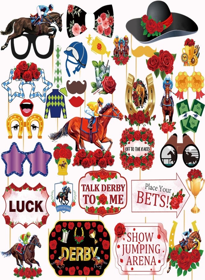 MZ.ogm ٣٦ قطعة من دعائم كشك التصوير لسباق كنتاكي ديربي، دعائم كشك التصوير لسباق الخيل، زينة سباق كنتاكي ديربي لحفلات سباق كنتاكي ديربي، زينة سباق الخيل، لوازم حفلات سباق كنتاكي ديربي - Image 1