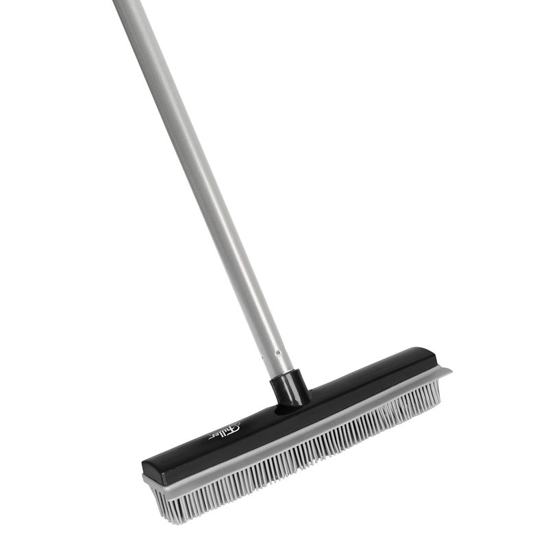 Fuller Brush Rubber Broom  for Carpets Floors Stairs Upholstery  Electrostatic Action Removes Pet Hair Lint Fuzz Dirt Particles  Builtin Squeegee Tackles Wet Messes Complete Broom