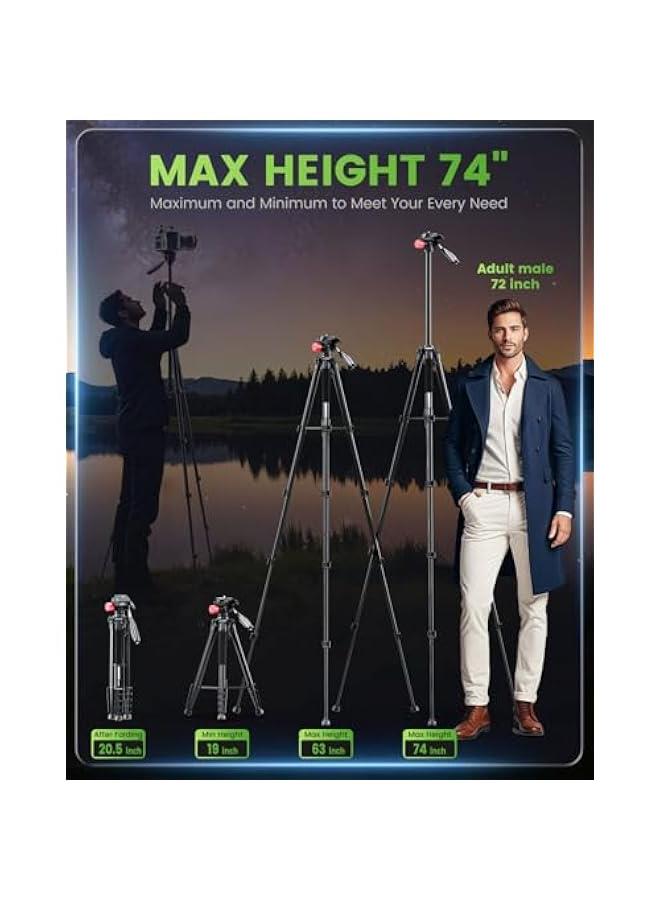 Arabest Heavy Duty Aluminum Camera Tripod Stand for Mirrorless Camera, DSLR, Cell Phone, and Camcorder with Holder and Travel Bag.  - Image 3