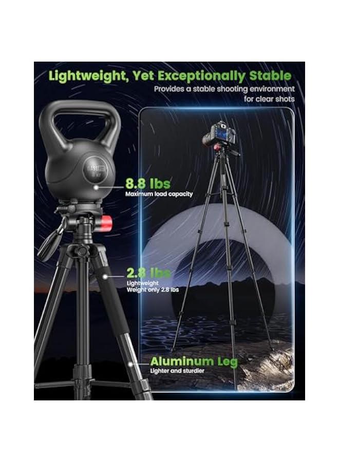 Arabest Heavy Duty Aluminum Camera Tripod Stand for Mirrorless Camera, DSLR, Cell Phone, and Camcorder with Holder and Travel Bag.  - Image 2