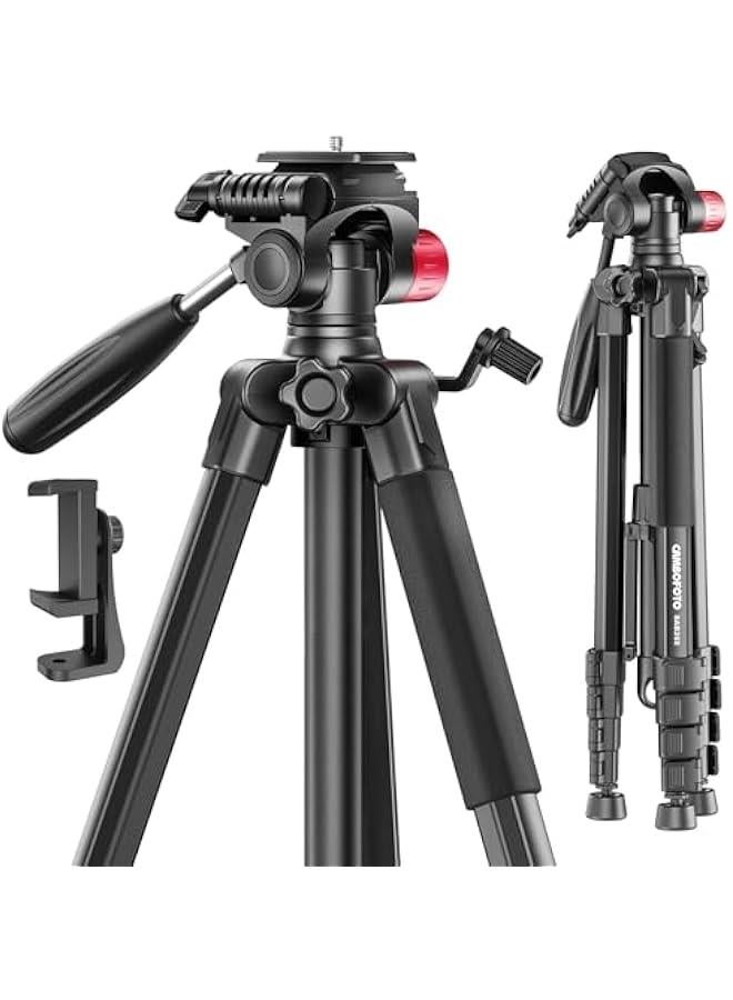 Arabest Heavy Duty Aluminum Camera Tripod Stand for Mirrorless Camera, DSLR, Cell Phone, and Camcorder with Holder and Travel Bag.  - Image 1