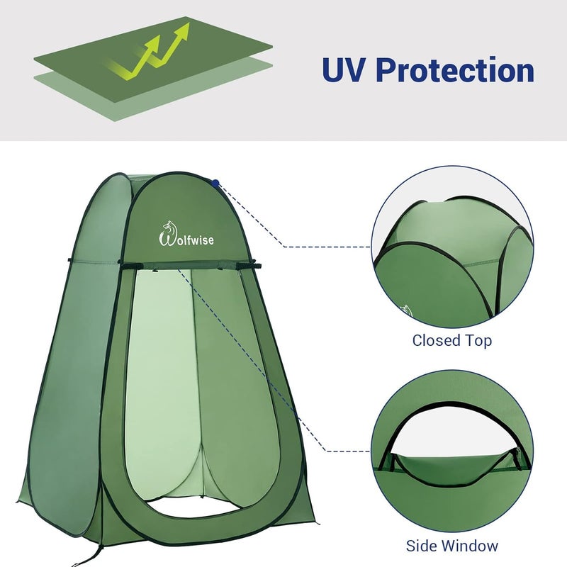 Wolfwise Pop Up Changing Tent for Beach, Camping Portable Shower Tents, Outdoor Privacy Bathroom, Change Dressing Clothes Porta Potty Tent Pop Up Instant for Camp, Toilet, Green - Image 2
