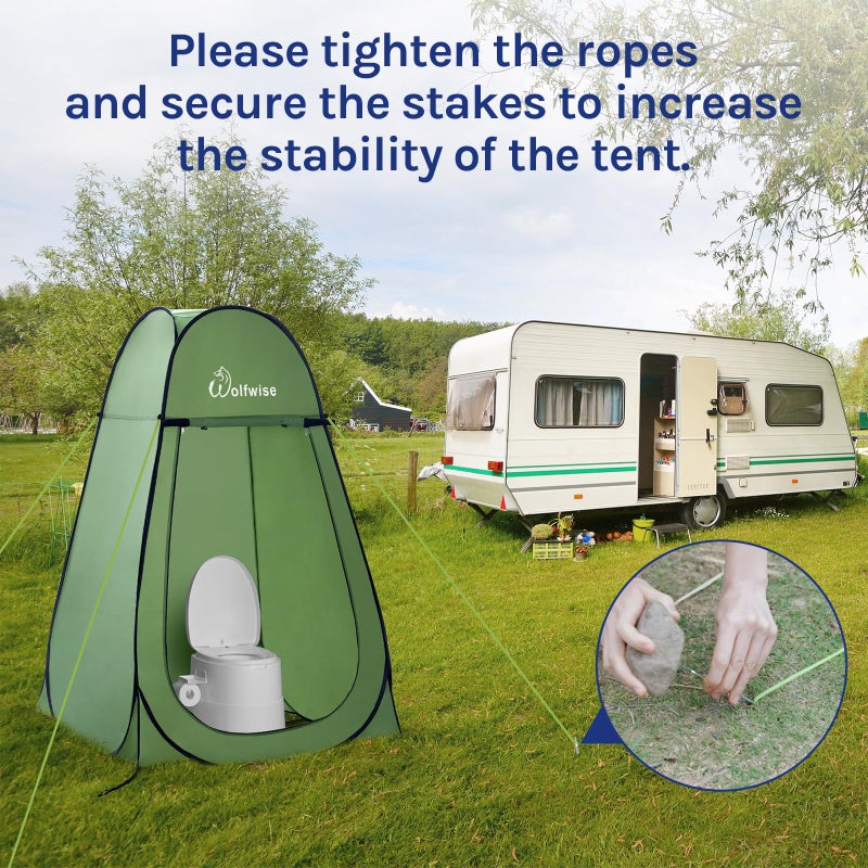 Wolfwise Pop Up Changing Tent for Beach, Camping Portable Shower Tents, Outdoor Privacy Bathroom, Change Dressing Clothes Porta Potty Tent Pop Up Instant for Camp, Toilet, Green - Image 4