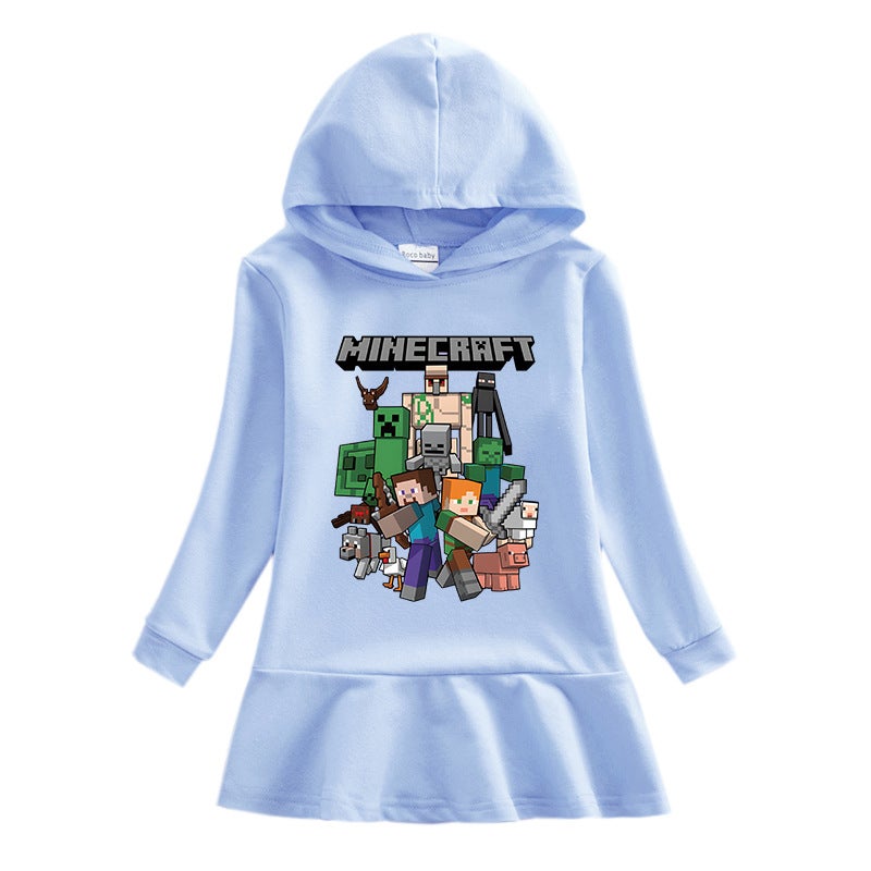 2023 New Children'S Hooded Sweater Dress Cartoon Girl Baby Casual Western Style Skirt For Women - Image 2
