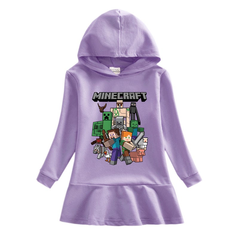 2023 New Children'S Hooded Sweater Dress Cartoon Girl Baby Casual Western Style Skirt For Women - Image 3