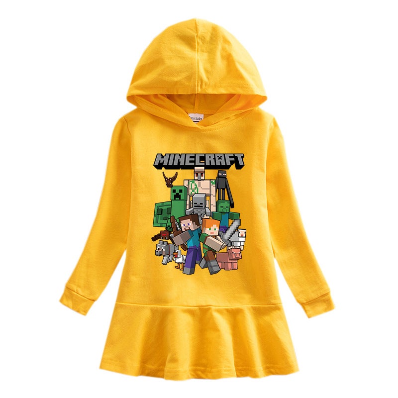 2023 New Children'S Hooded Sweater Dress Cartoon Girl Baby Casual Western Style Skirt For Women - Image 5